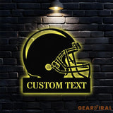 Custom Football Helmet Metal Sign with LED Lights Personalized Family Name Metal Sign Wall Decor Personalized Wall Art