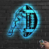 Custom Football Name and Number Metal Sign Led Light - Football Wall Art - Xmas Birthday Gift for Son Coach - Boys Room