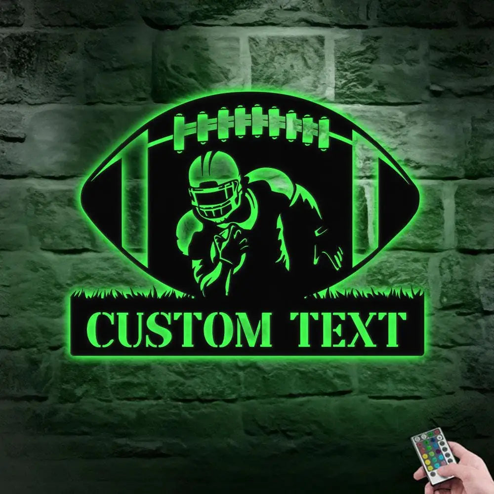 Custom Football Name and Number Metal Sign with LED Lights Personalized Family Name Metal Sign Personalized Wall Art