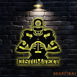 Custom Football Number Metal Sign with LED Lights Personalized Family Name Metal Sign Wall Decor Personalized Wall Art