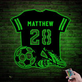 Custom Football Player Jersey Wall Art With LED Light - Custom Football Name Sign - Soccer RGB LED Light Sign