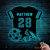 Custom Football Player Jersey Wall Art With LED Light - Custom Football Name Sign - Soccer RGB LED Light Sign