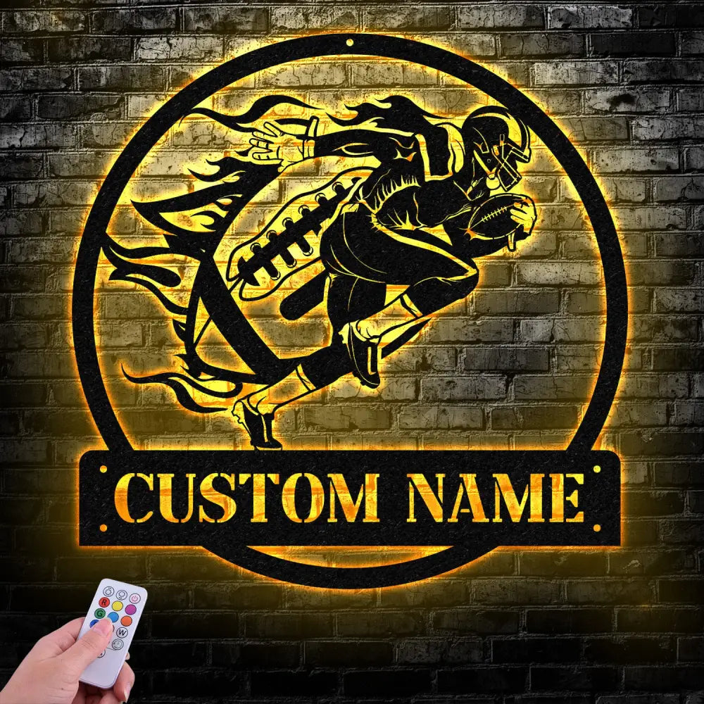 Custom Football Player Led Light Wall Art Football Player Name Sign Football Coach Gift Boys Room Decor Sport Room Wall