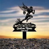 Custom Football Player Memorial Plaque Stake Personalized Football Metal Cross Sign Sympathy Gift Outdoor Grave Marker