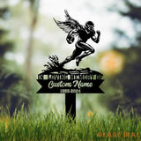 Custom Football Player Memorial Plaque Stake Personalized Football Metal Cross Sign Sympathy Gift Outdoor Grave Marker