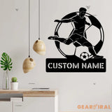 Custom Football Player Metal Sign with LED Light - Football Lover Gift - Football Player Name Sign - Metal Soccer Wall