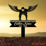 Custom Football Player with Angels Wings Memorial Plaque Stake Personalized Football Metal Cross Sign Sympathy Gift