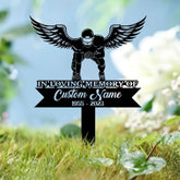 Custom Football Player with Angels Wings Memorial Plaque Stake Personalized Football Metal Cross Sign Sympathy Gift
