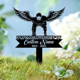 Custom Football Player with Angels Wings Memorial Plaque Stake Personalized Football Metal Cross Sign Sympathy Gift