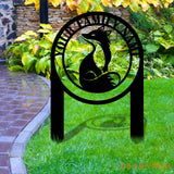 Custom Fox and Address Garden Metal Stake Personalized Family Name Yard Sign Outdoor Door Garden Decor Garden Art Gift