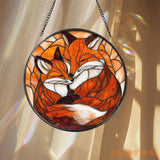 Custom Fox Family Stained Glass Suncatcher Personalized Mother’s Day Gift Animal Family Window Art Nature Decor Gift