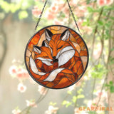 Custom Fox Family Stained Glass Suncatcher Personalized Mother’s Day Gift Nature Window Art Gift for Mom Custom Animal