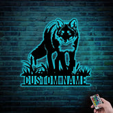 Custom Fox Metal Wall Art LED Light Personalized Fox Lover Name Sign Home Decor Kid Nursery Decor Wild Animal