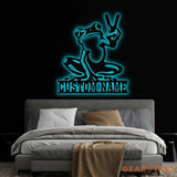 Custom Frog Peace Metal Sign with Led Lights Frog Wall Art Frog Decor Lake House Sign Personalized Frog Name Sign
