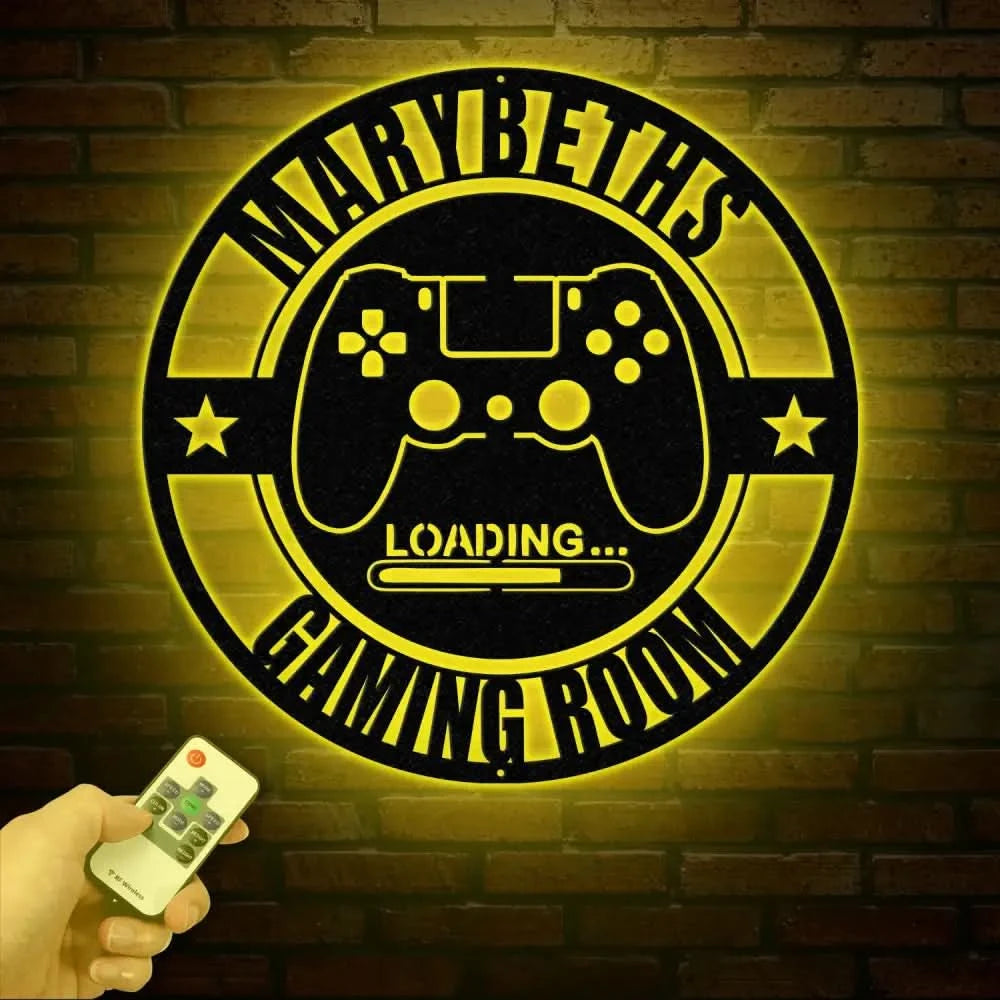 Custom Game Room Sign with LED Lights Personalized Family Game Room Decor Kid Name Gaming Wall Art Custom Gaming Room