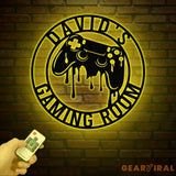 Custom Gaming Room Metal Sign with LED Lights Personalized Game Controller Wall Decor Gamer LED Sign Gift for Video