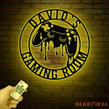 Custom Gaming Room Metal Sign with LED Lights Personalized Game Controller Wall Decor Gamer LED Sign Gift for Video