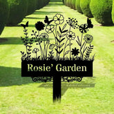 Custom Garden Metal Sign Flower Sign with Stakes Outdoor Metal Sign Metal Yard Art Housewarming Gift Garden Decor Gifts