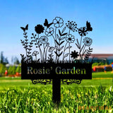 Custom Garden Metal Sign Flower Sign with Stakes Outdoor Metal Sign Metal Yard Art Housewarming Gift Garden Decor Gifts