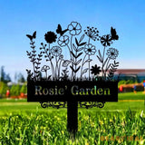 Custom Garden Metal Sign Flower Sign with Stakes Outdoor Metal Sign Metal Yard Art Housewarming Gift Garden Decor Gifts
