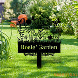 Custom Garden Metal Sign Flower Sign with Stakes Outdoor Metal Sign Metal Yard Art Housewarming Gift Garden Decor Gifts