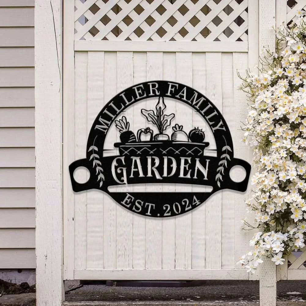 Custom Garden Metal Sign Vegetable Garden Hanging Family Last Name Backyard Sign Vegetable Garden Decor Home Grown