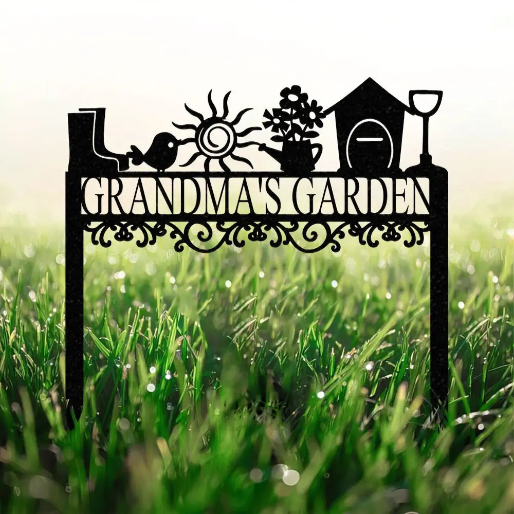 Custom Garden Sign with Stake Flower Design Personalized Garden Sign Gardener Name Sign Yard Sign Mom’s Metal Garden