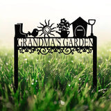 Custom Garden Sign with Stake Flower Design Personalized Garden Sign Gardener Name Sign Yard Sign Mom’s Metal Garden