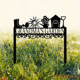 Custom Garden Sign with Stake Flower Design Personalized Garden Sign Gardener Name Sign Yard Sign Mom’s Metal Garden