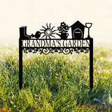 Custom Garden Sign with Stake Flower Design Personalized Garden Sign Gardener Name Sign Yard Sign Mom’s Metal Garden