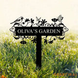 Custom Garden Sign with Stake Metal Bird Garden Sign Yard Decor Personalized Garden Name Sign Mom’s Garden Sign Granny