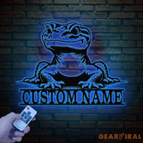 Custom Gecko Metal Wall Art LED Light Personalized Lizard Name Sign Decor Lizard Gecko Sign Animal Lover Gift Lizard