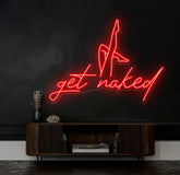 Custom Get Naked Pink Neon Sign - Modern LED Wall Light for Bathroom Bedroom or Lounge - Fun Neon Wall Art for Home