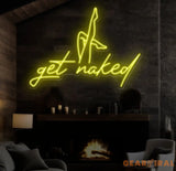 Custom Get Naked Pink Neon Sign - Modern LED Wall Light for Bathroom Bedroom or Lounge - Fun Neon Wall Art for Home