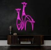 Custom Giraffe Neon Sign – Multi-Color LED Neon Light Wall Art for Home Nursery or Café Decor – Unique Animal Wall
