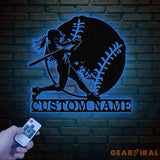 Custom Girl Baseball LED Wall Art Personalized Softball Player Name Sign Metal Wall Decor for Home Sports Gift for Girls