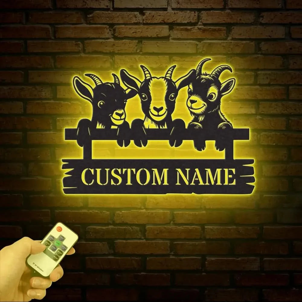 Custom Goat Metal Wall Sign – Personalized Farm Name Wall Art – Goat Farmhouse Decor & Gifts for Goat Lovers Family