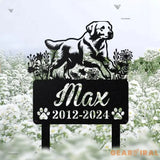 Custom Golden Lab Dog Metal Memorial Garden Stake - Remembrance Stake - Personalized Pet Grave Marker Name Sign - Decor