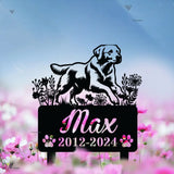 Custom Golden Lab Dog Metal Memorial Garden Stake - Remembrance Stake - Personalized Pet Grave Marker Name Sign - Decor
