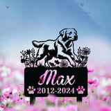Custom Golden Lab Dog Metal Memorial Garden Stake - Remembrance Stake - Personalized Pet Grave Marker Name Sign - Decor