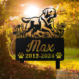 Custom Golden Lab Dog Metal Memorial Garden Stake - Remembrance Stake - Personalized Pet Grave Marker Name Sign - Decor