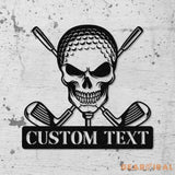 Custom Golf Skull Metal Sign Led Light Golf Gifts for Men Father’s Day Gift Golfer Name Sign Gifts for Golfer