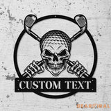 Custom Golf Skull US Flag Metal Sign Led Light Golf Gifts for Men Father’s Day Gift Golfer Name Sign Gifts for Golfer