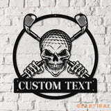 Custom Golf Skull US Flag Metal Sign Led Light Golf Gifts for Men Father’s Day Gift Golfer Name Sign Gifts for Golfer