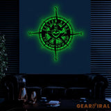 Custom GPS Skull Prirate Compass Metal Sign with LED Light Personalized Coordinates Sign Nautical Decoration