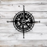 Custom GPS Skull Prirate Compass Metal Sign with LED Light Personalized Coordinates Sign Nautical Decoration