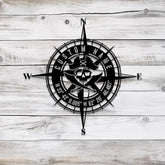 Custom GPS Skull Prirate Compass Metal Sign with LED Light Personalized Coordinates Sign Nautical Decoration