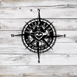 Custom GPS Skull Prirate Compass Metal Sign with LED Light Personalized Coordinates Sign Nautical Decoration