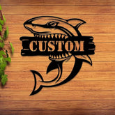 Custom Great White Shark Metal Sign with Led Light Personalized Shark Lover Name Sign Boy Girl Nursery Decoration