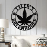 Custom Green House Metal Wall Art with LED Light - Personalized Marijuana Name Sign - Cannabis Home Decor - Smoker